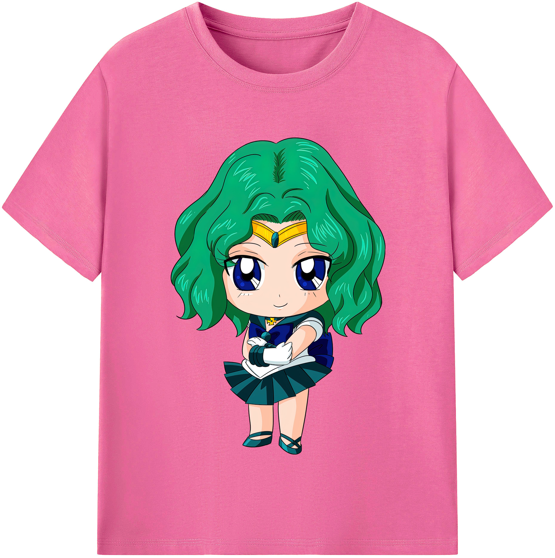 （画像用） 美少女戦士セーラームーン 海王 みちる（かいおう みちる） Sailor Moon Kaiou Michiru レディースカジュアルプリントTシャツ（綿100％）